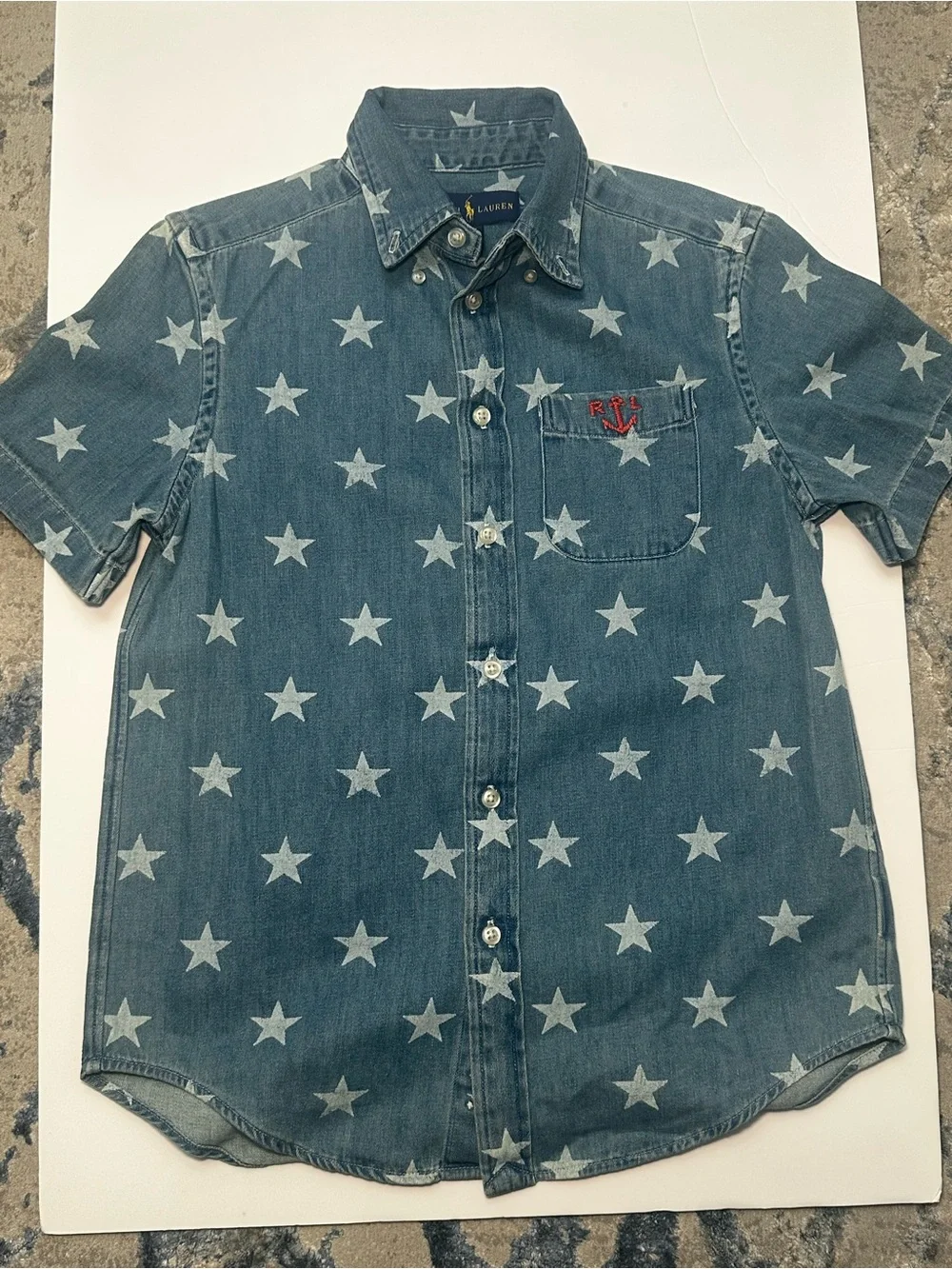 Ralph Lauren Boys Denim Star Print Button Down Shirt